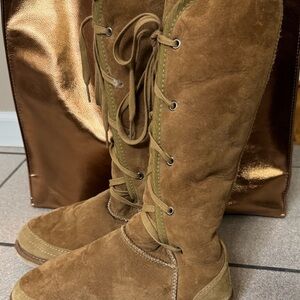 UGG Tan Suede Lace-Up Boots $110